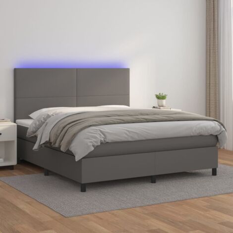 Bettgestell mit Lattenrost, Matratze und LED Grau 160x200 cm (1/5)
