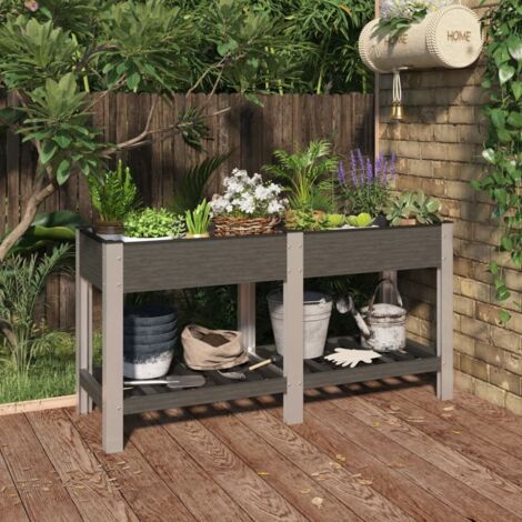 Garten-Hochbeet mit Ablage Grau 150x50x75 cm WPC vidaXL