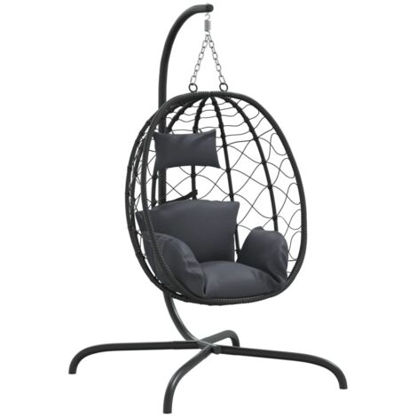 Eierschalen-Hängestuhl mit Kissen Anthrazit