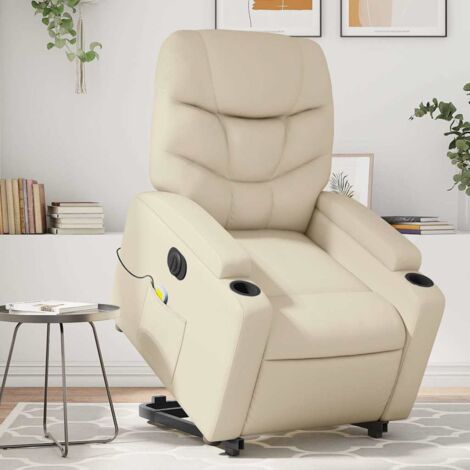 Elektrischer Massagesessel mit Neigungsfunktion in Creme-Kunstleder