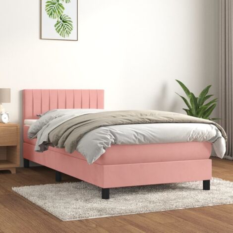 vidaXL Lattenrostbett mit Matratze Rose 90x200 cm Velvet