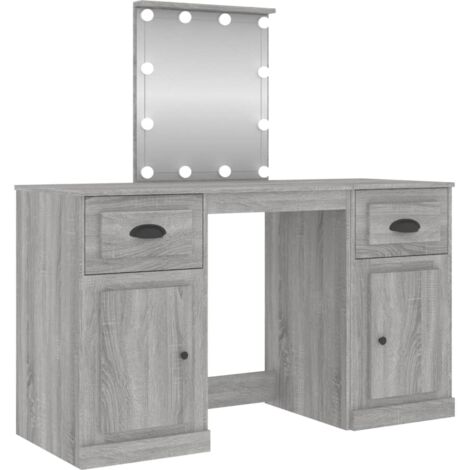 Frisiertisch mit LED Sonoma Grau 130x50x132,5 cm