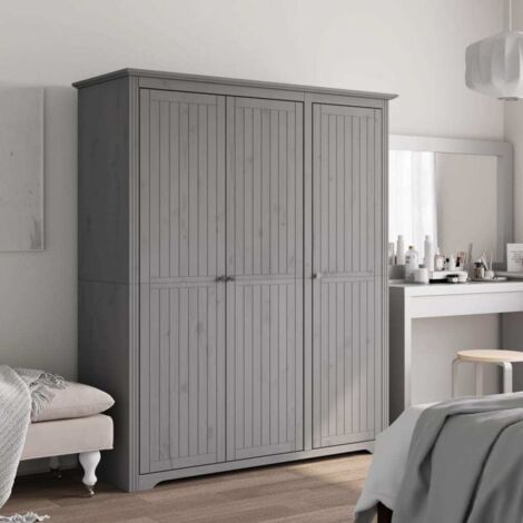 vidaXL BODO Kleiderschrank grau 146x53,5x173 cm aus massivem Kiefernholz