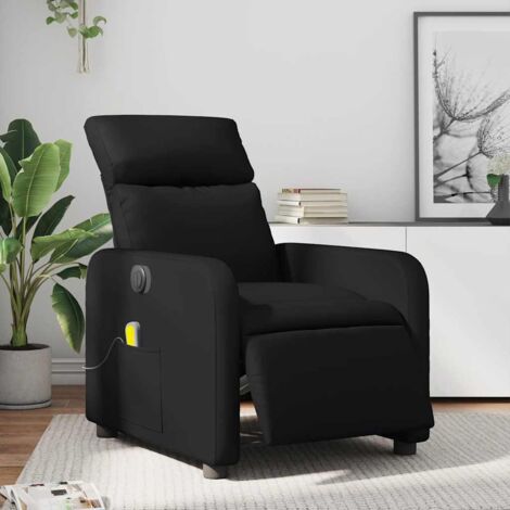 Elektrischer Massage-Sessel mit Neigefunktion in Schwarz aus Kunstleder