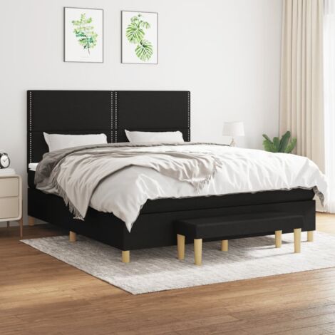 Lattenrost-Bett mit Matratze Schwarz 160x200 cm Stoff (1/5)