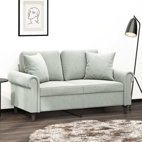 vidaXL 2-Sitzer Sofa mit hellgrauen Kissen 120 cm Samt