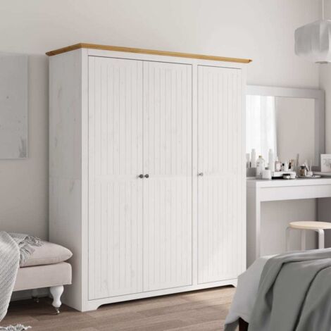 Kleiderschrank BODO Weiß und Braun 146x53,5x173 cm Kiefernholz vidaXL