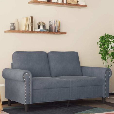Zweisitzer Sofa Dunkelgrau 120 cm Samt