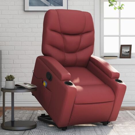 vidaXL Massagesessel mit Neigungsfunktion Bordeauxrot Kunstleder