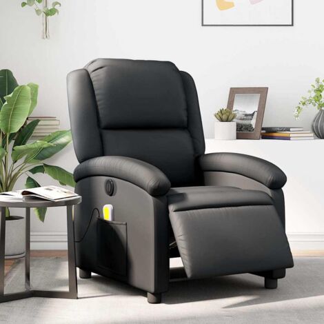 vidaXL Elektrischer Massagesessel schwarz echtes Leder