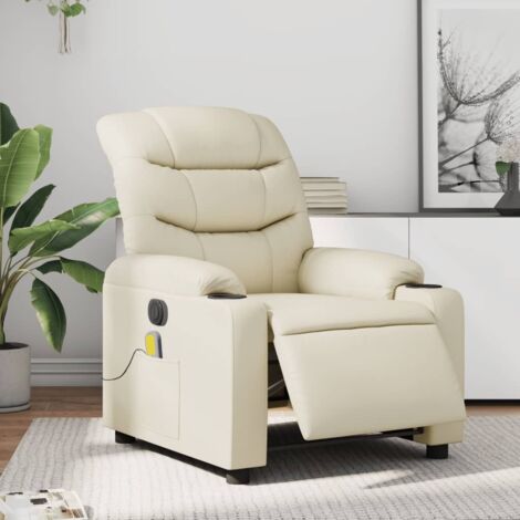 Elektro-Massage-Sessel mit Neigung Creme Kunstleder
