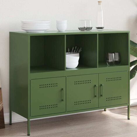 vidaXL Buffet Olivgrün 100,5x39x79 cm aus kaltgewalzten Stahl