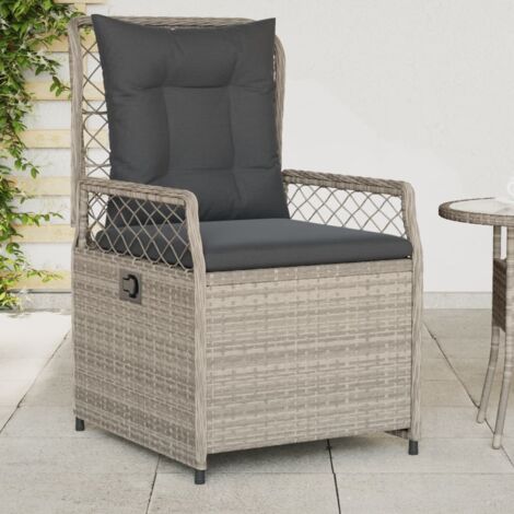 vidaXL Reclining Garden Chairs 2 pcs Light Grey Poly Rattan