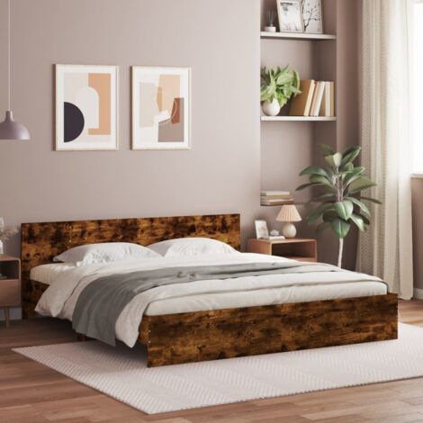 Bettgestell mit Kopfteil Räuchereiche 160x200 cm vidaXL