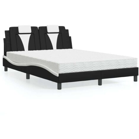 Bett mit Matratze Schwarz und Weiß 140x200 cm Kunstleder vidaXL210958 (1/5)