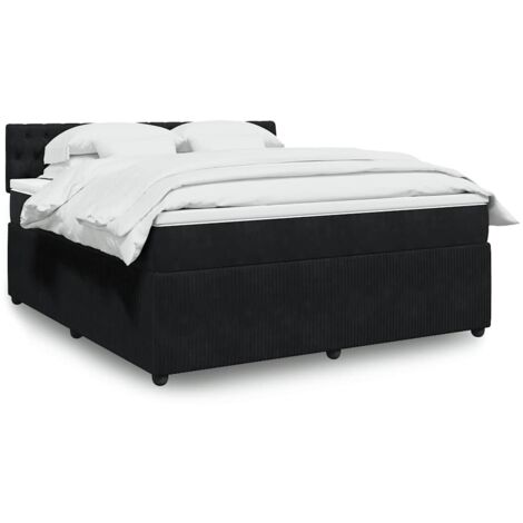 vidaXL Bettgestell mit Lattenrost und Matratze Schwarz 180x200 cm Velours