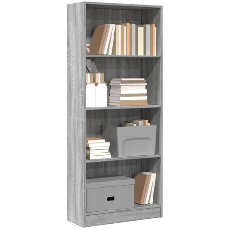 vidaXL Bookcase Grey Sonoma 60x24x143 cm Engineered Wood