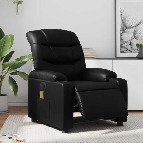 vidaXL Elektrischer Massage-Sessel mit Neigefunktion in Schwarz aus Kunstleder