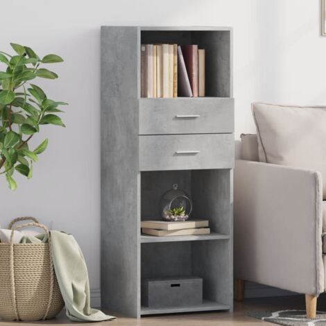 Hochschrank grau Beton 45x42,5x124 cm aus Ingenieurs Holz