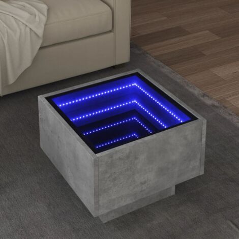 vidaXL Beistelltisch mit LED grau Beton 40x40x30 cm aus Spanplatte