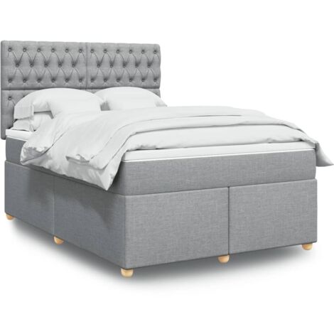 vidaXL Lattenrost-Bett mit Matratze Hellgrau 140x190cm Stoff