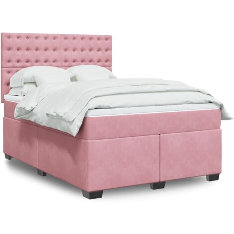 vidaXL Lattenrostbett mit Matratze Rose 140x190 cm Samt (1/5)