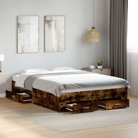 Bettgestell mit Schubladen Räuchereiche 120x190cm Holzwerkstoff vidaXL