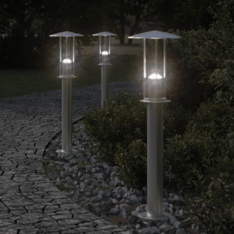 Außenlampen 3 Stk silber 60 cm aus Edelstahl