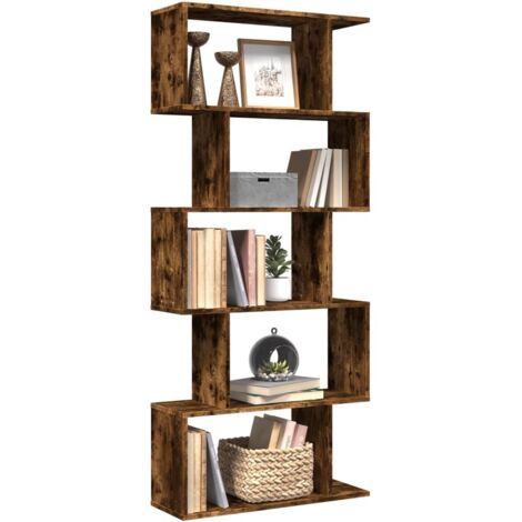 vidaXL Room Divider Bookcase 5-Tier Smoked Oak 70x24x161 cm Engineered Wood