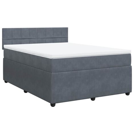 Boxspringbett mit Matratze Dunkelgrau 140x200 cm Samt vidaXL