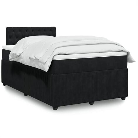 vidaXL Lattenbett mit Matratze schwarz 120x190 cm Velvet