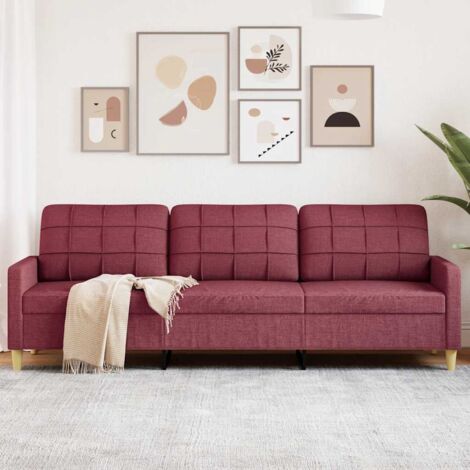 vidaXL 3-Sitzer Sofa Bordeauxrot 210 cm Stoff