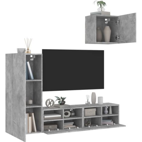 TV-Wandregale 4 Stück Grau Beton Ingenieurholz