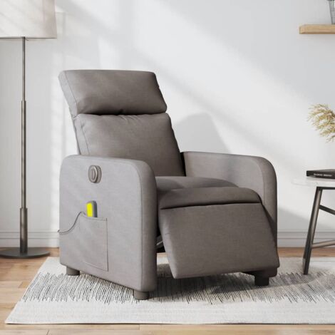 Elektrischer Relaxsessel mit Massagefunktion Taupe Stoff