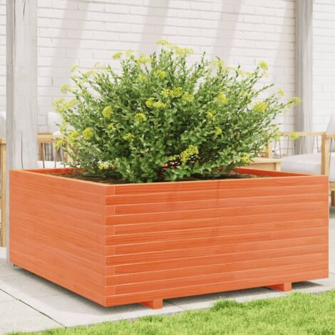 Blumenkasten Wachs Braun 110x110x49,5 cm Massivholz Kiefer