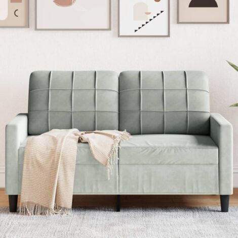 vidaXL 2-Sitzer Sofa Hellgrau 120 cm Velours