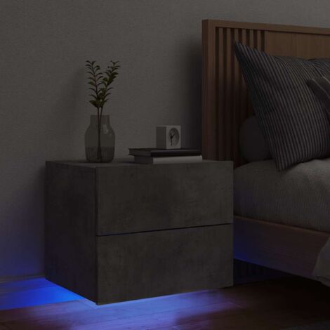 vidaXL Wandnachttisch mit LED-Lichtern Beton Grau