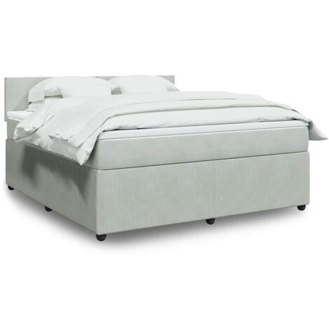 vidaXL Bettgestell mit Lattenrost und Matratze Grau 180x200cm Velours