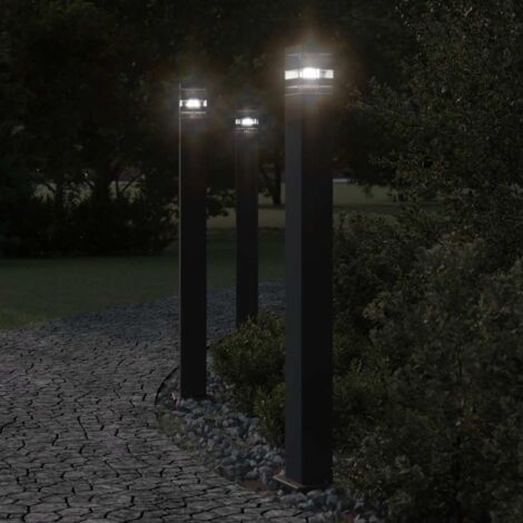 Außenlampen mit Sensor 3 Stück schwarz 110 cm Aluminium