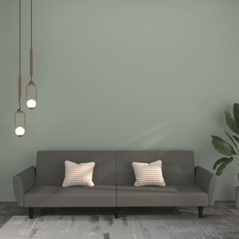 Dunkelgraues 2-Sitzer-Sofa-Bett aus Samt (1/5)