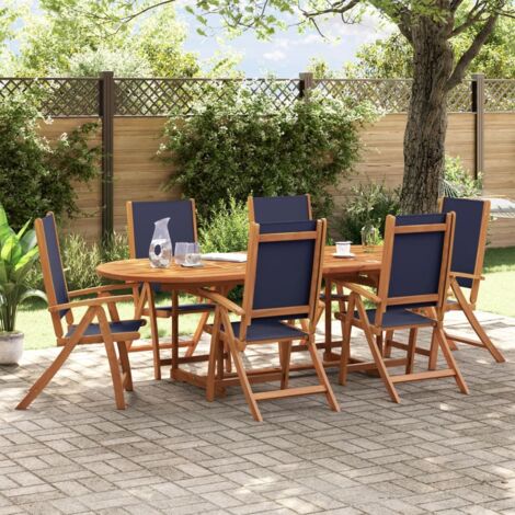 Faltbare Gartenstühle Set von 6 Akazienholz und Textilene