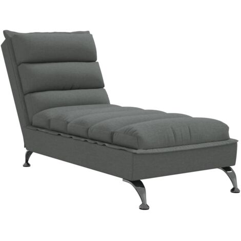 vidaXL Chaise Lounge with Cushions Dark Grey Fabric
