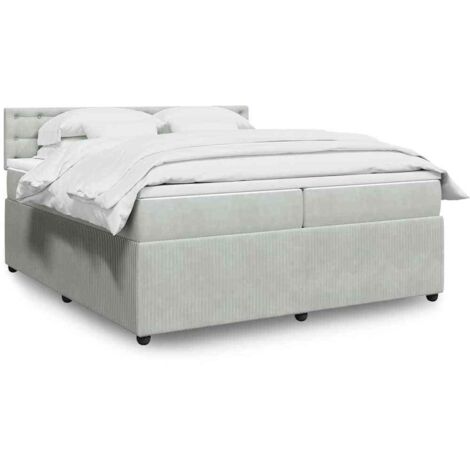 Bettgestell mit Lattenrost und Matratze Grau 200x200cm Velours