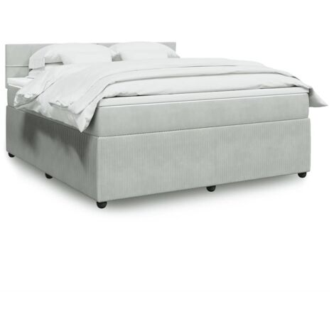 Bettgestell mit Lattenrost und Matratze Grau 180x200cm Velours