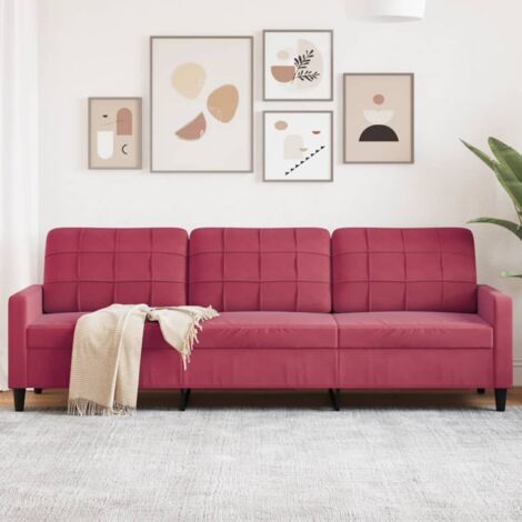 3-Sitz Sofa Bordeauxrot 210 cm Samt