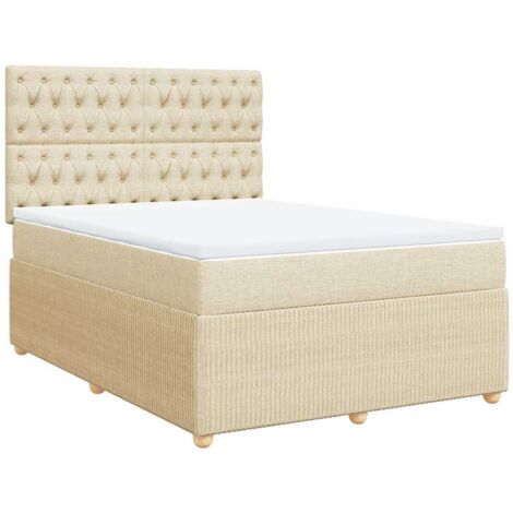 Lattenrost-Bett mit Matratze Creme 160x200 cm Stoff (1/5)