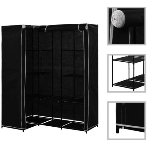 vidaXL Corner Wardrobe Black 130x87x169 cm