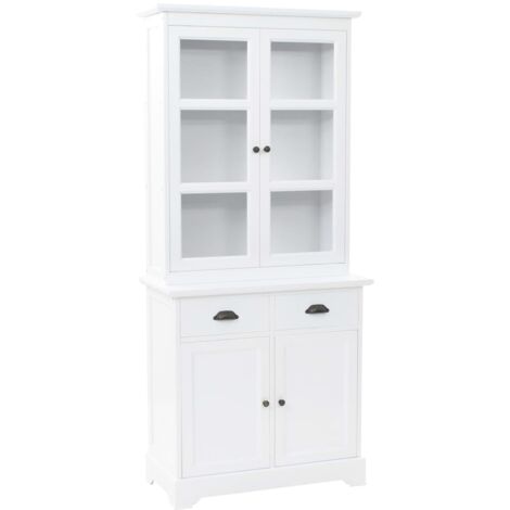vidaXL Vitrine mit 4 Türen MDF und Kiefernholz 80x40x180 cm