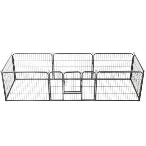 Hundezwinger 8 Paneele Stahl 60 x 80 cm Schwarz