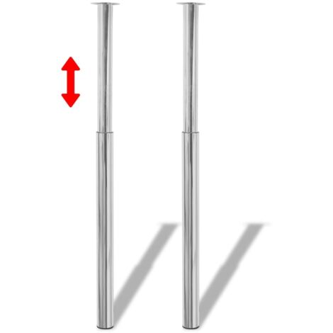 2 Telescopic Table Legs Chrome 710 mm-1100 mm